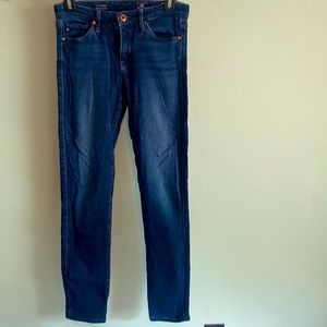 AG The Prima Mid-Rise Cigarette Jeans in Dark Indigo Wash, Size 25R